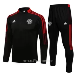 Manchester United Kvart-Zip Trenings Collegegenser Set Barn 22-23 Svart Rød Manchester United Kvart-Zip Trenings Collegegenser Set Barn 22-23 Svart Rød