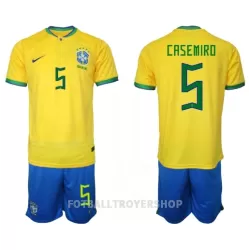 Brasil Casemiro 5 Hjemmedrakt Barn VM 2022 - med Bukse Brasil Casemiro 5 Hjemmedrakt Barn VM 2022 - med Bukse