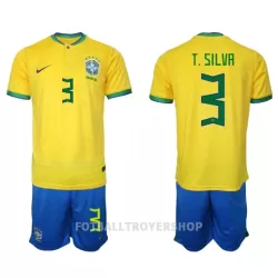 Brasil Thiago Silva 3 Hjemmedrakt Barn VM 2022 - med Bukse Brasil Thiago Silva 3 Hjemmedrakt Barn VM 2022 - med Bukse