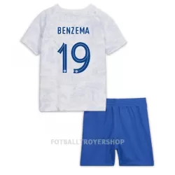 Frankrike Karim Benzema 19 Bortedrakt Barn VM 2022 - med Bukse Frankrike Karim Benzema 19 Bortedrakt Barn VM 2022 - med Bukse