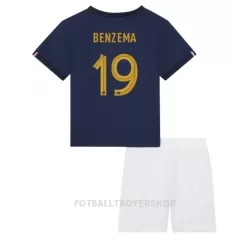 Frankrike Karim Benzema 19 Hjemmedrakt Barn VM 2022 - med Bukse Frankrike Karim Benzema 19 Hjemmedrakt Barn VM 2022 - med Bukse