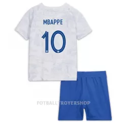 Frankrike Kylian Mbappé 10 Bortedrakt Barn VM 2022 - med Bukse Frankrike Kylian Mbappé 10 Bortedrakt Barn VM 2022 - med Bukse