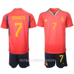 Spania Alvaro Morata 7 Hjemmedrakt Barn VM 2022 - med Bukse Spania Alvaro Morata 7 Hjemmedrakt Barn VM 2022 - med Bukse
