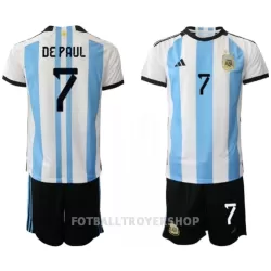Argentina de Paul 7 Hjemmedrakt Barn VM 2022 - med Bukse Argentina de Paul 7 Hjemmedrakt Barn VM 2022 - med Bukse