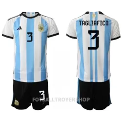 Argentina Nicolas Tagliafico 3 Hjemmedrakt Barn VM 2022 - med Bukse Argentina Nicolas Tagliafico 3 Hjemmedrakt Barn VM 2022 - med Bukse