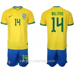 Brasil Eder Militão 14 Hjemmedrakt Barn VM 2022 - med Bukse Brasil Eder Militão 14 Hjemmedrakt Barn VM 2022 - med Bukse