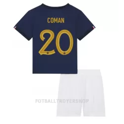 Frankrike Kingsley Coman 20 Hjemmedrakt Barn VM 2022 - med Bukse Frankrike Kingsley Coman 20 Hjemmedrakt Barn VM 2022 - med Bukse