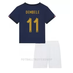 Frankrike Ousmane Dembele 11 Hjemmedrakt Barn VM 2022 - med Bukse Frankrike Ousmane Dembele 11 Hjemmedrakt Barn VM 2022 - med Bukse