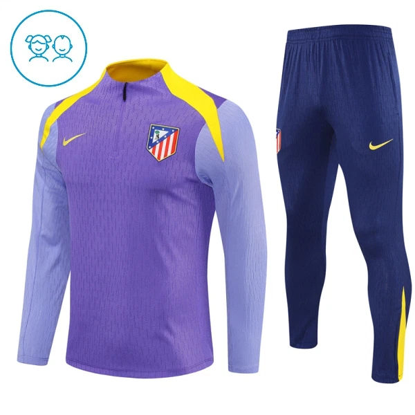 Atlético Madrid Kvart-Zip Trenings Collegegenser Barn 2025-26 Lilla Atlético Madrid Kvart-Zip Trenings Collegegenser Barn 2025-26 Lilla