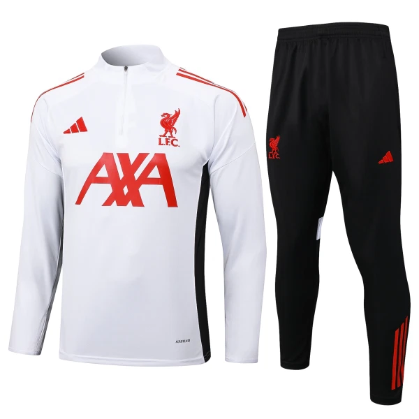 Liverpool Kvart-Zip Trenings Collegegenser Herre 2025-26 Hvit Liverpool Kvart-Zip Trenings Collegegenser Herre 2025-26 Hvit