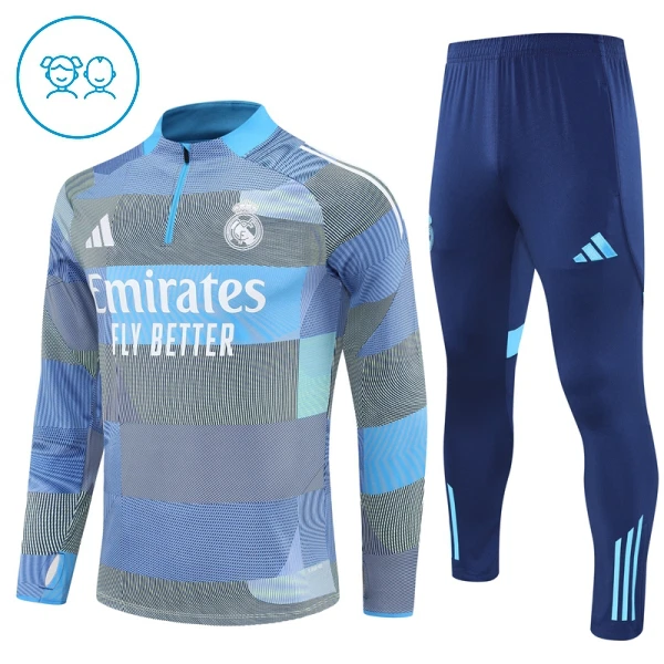 Real Madrid Kvart-Zip Trenings Collegegenser Barn 2025-26 Blå Real Madrid Kvart-Zip Trenings Collegegenser Barn 2025-26 Blå