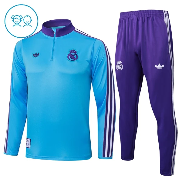 Real Madrid Kvart-Zip Trenings Collegegenser Barn 2025-26 Blå Real Madrid Kvart-Zip Trenings Collegegenser Barn 2025-26 Blå