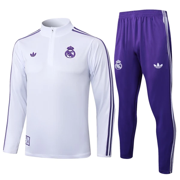 Real Madrid Kvart-Zip Trenings Collegegenser Herre 2025-26 Hvit Real Madrid Kvart-Zip Trenings Collegegenser Herre 2025-26 Hvit