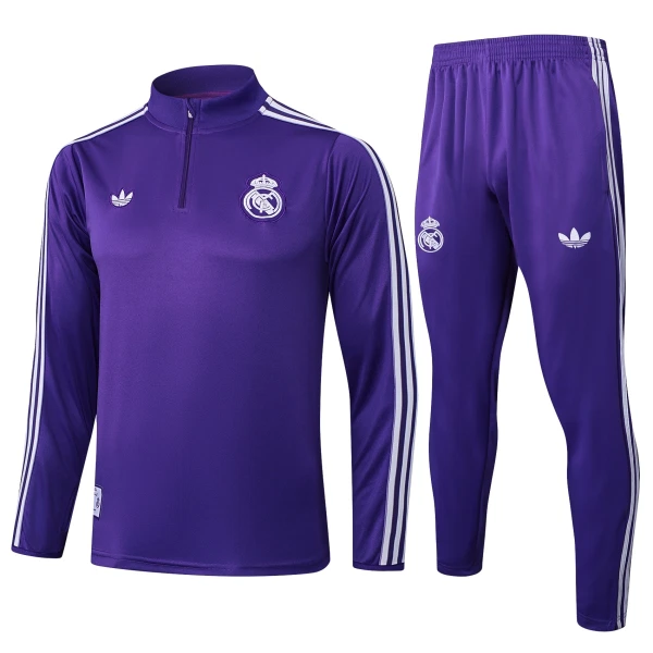 Real Madrid Kvart-Zip Trenings Collegegenser Herre 2025-26 Lilla Real Madrid Kvart-Zip Trenings Collegegenser Herre 2025-26 Lilla