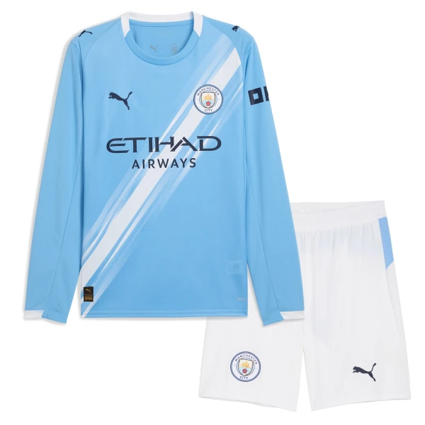 Manchester City Hjemmedrakt Barn 2025-26 Langermet - med Bukse Manchester City Hjemmedrakt Barn 2025-26 Langermet - med Bukse