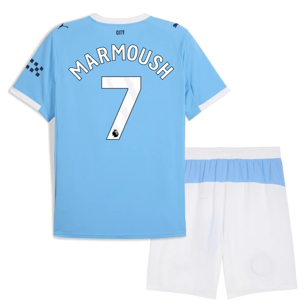 Manchester City Marmoush 7 Hjemmedrakt Barn 2025-26 - med Bukse Manchester City Marmoush 7 Hjemmedrakt Barn 2025-26 - med Bukse