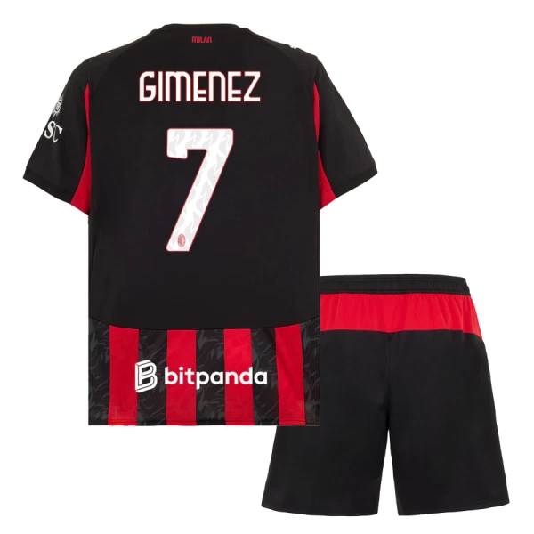 AC Milan Gimenez 7 Hjemmedrakt Barn 2025-26 - med Bukse AC Milan Gimenez 7 Hjemmedrakt Barn 2025-26 - med Bukse