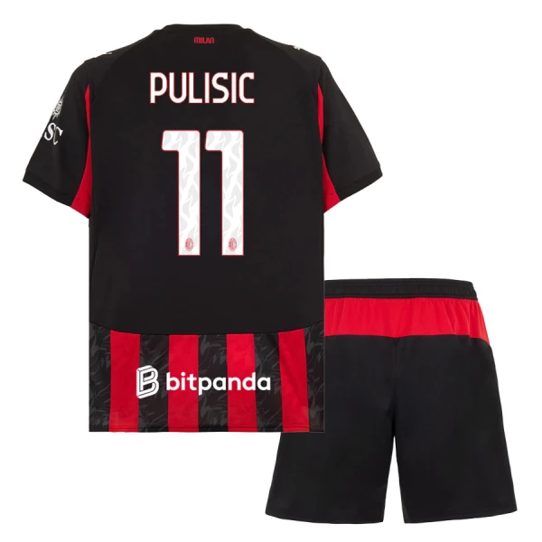 AC Milan Pulisic 11 Hjemmedrakt Barn 2025-26 - med Bukse AC Milan Pulisic 11 Hjemmedrakt Barn 2025-26 - med Bukse