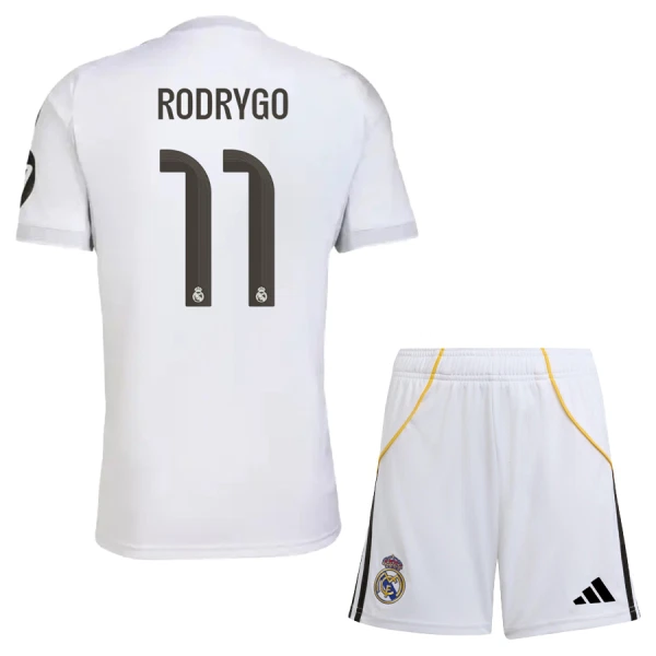 Real Madrid Rodrygo 11 Hjemmedrakt Barn 2025-26 - med Bukse Real Madrid Rodrygo 11 Hjemmedrakt Barn 2025-26 - med Bukse