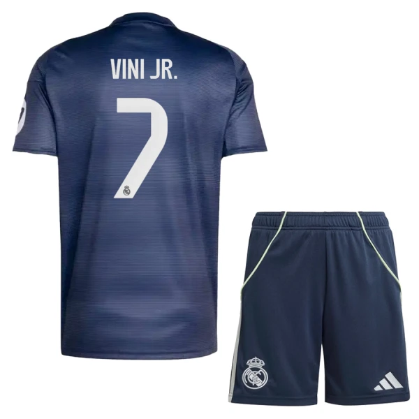 Real Madrid Vini JR 7 Bortedrakt Barn 2025-26 - med Bukse Real Madrid Vini JR 7 Bortedrakt Barn 2025-26 - med Bukse
