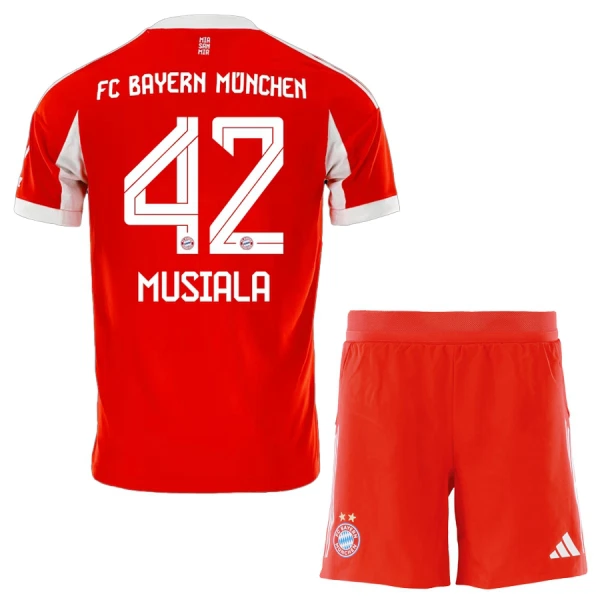 FC Bayern München Jamal Musiala 42 Hjemmedrakt Barn 2025-26 - med Bukse FC Bayern München Jamal Musiala 42 Hjemmedrakt Barn 2025-26 - med Bukse