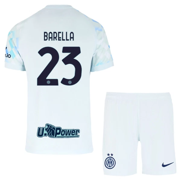 Inter Milan Barella 23 Bortedrakt Barn 2025-26 - med Bukse Inter Milan Barella 23 Bortedrakt Barn 2025-26 - med Bukse