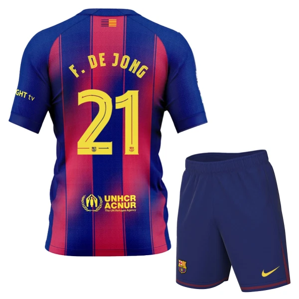 FC Barcelona Frenkie de Jong 21 Hjemmedrakt Barn 2025-26 - med Bukse FC Barcelona Frenkie de Jong 21 Hjemmedrakt Barn 2025-26 - med Bukse