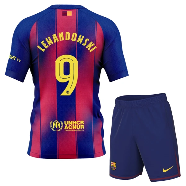 FC Barcelona Lewandowski 9 Hjemmedrakt Barn 2025-26 - med Bukse FC Barcelona Lewandowski 9 Hjemmedrakt Barn 2025-26 - med Bukse