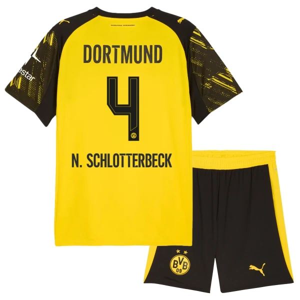 Borussia Dortmund N. Schlotterbeck 4 Hjemmedrakt Barn 2025-26 - med Bukse Borussia Dortmund N. Schlotterbeck 4 Hjemmedrakt Barn 2025-26 - med Bukse