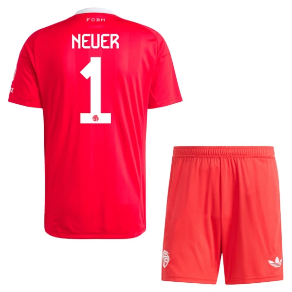 FC Bayern München Neuer 1 Keeper Drakt Barn 2025-26 Rød FC Bayern München Neuer 1 Keeper Drakt Barn 2025-26 Rød