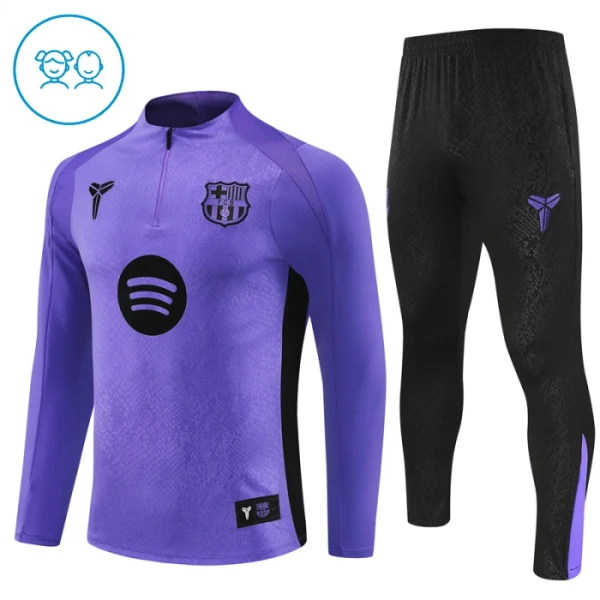 FC Barcelona Kvart-Zip Trenings Collegegenser Barn 2025-26 Lilla