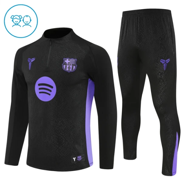 FC Barcelona Kvart-Zip Trenings Collegegenser Barn 2025-26 Svart
