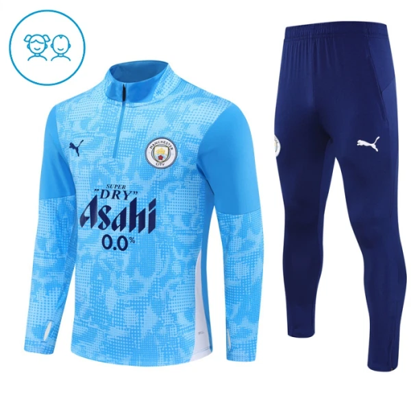 Manchester City Kvart-Zip Trenings Collegegenser Barn 2025-26 Blå