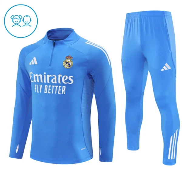Real Madrid Kvart-Zip Trenings Collegegenser Barn 2025-26 Blå