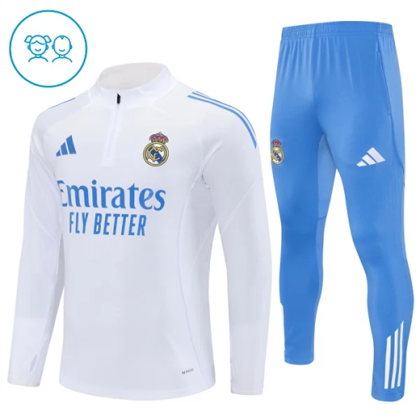 Real Madrid Kvart-Zip Trenings Collegegenser Barn 2025-26 Hvit