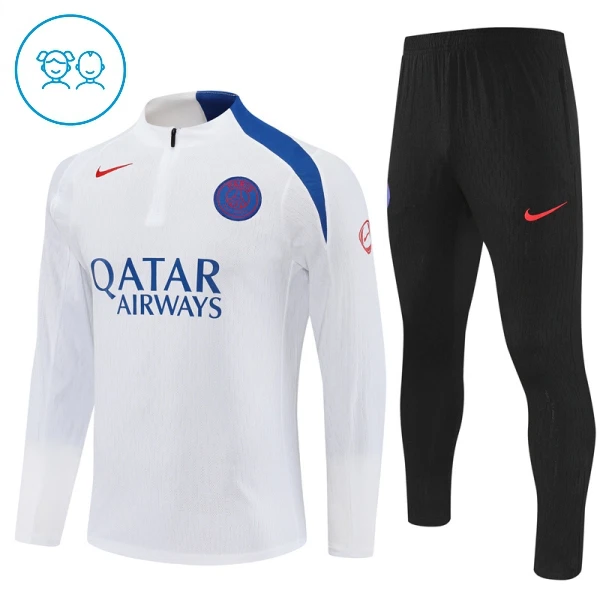 Paris Saint-Germain Kvart-Zip Trenings Collegegenser Barn 2025-26 Hvit Paris Saint-Germain Kvart-Zip Trenings Collegegenser Barn 2025-26 Hvit