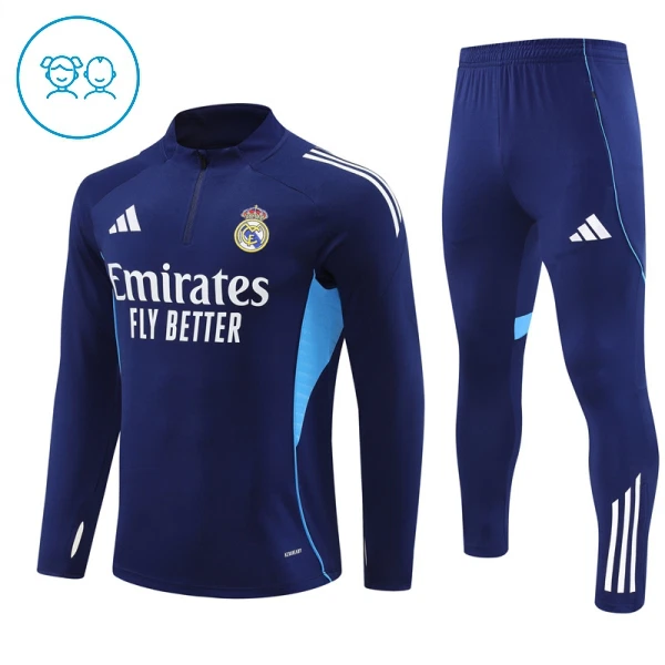 Real Madrid Kvart-Zip Trenings Collegegenser Barn 2025-26 Navy