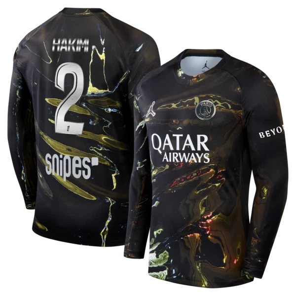 Paris Saint-Germain Hakimi 2 Night Drakt Herre 2025-26 Langermet