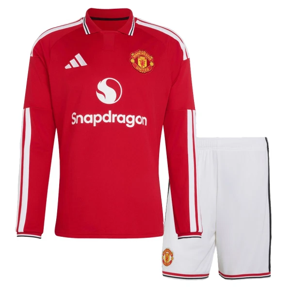 Manchester United Hjemmedrakt Barn 2026-27 Langermet - med Bukse Manchester United Hjemmedrakt Barn 2026-27 Langermet - med Bukse