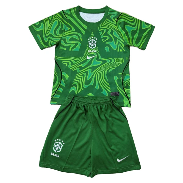 Brasil Keeper Hjemmedrakt Barn VM 2026 Grønn - med Bukse Brasil Keeper Hjemmedrakt Barn VM 2026 Grønn - med Bukse