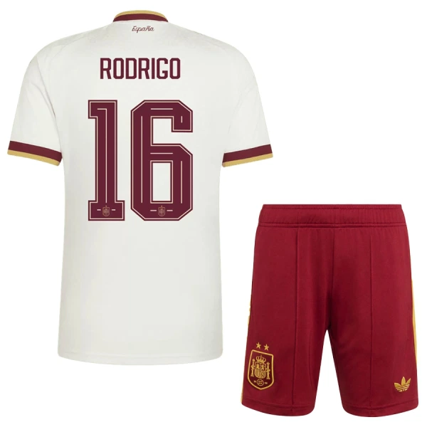 Spania 2 Stars Rodrigo 16 Bortedrakt Barn VM 2026 - med Bukse Spania 2 Stars Rodrigo 16 Bortedrakt Barn VM 2026 - med Bukse