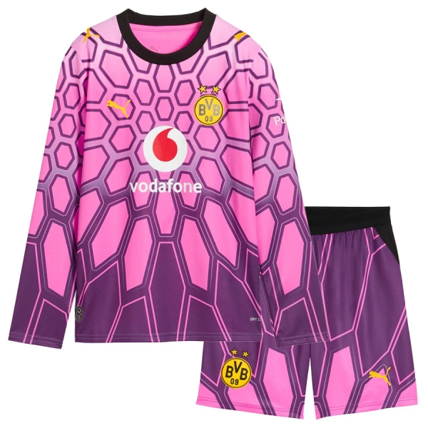 Borussia Dortmund Keeper Bortedrakt Barn 2026-27 Langermet Rosa - med Bukse Borussia Dortmund Keeper Bortedrakt Barn 2026-27 Langermet Rosa - med Bukse