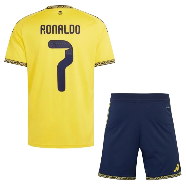 Al Nassr Ronaldo 7 Hjemmedrakt Barn 2026-27 - med Bukse Al Nassr Ronaldo 7 Hjemmedrakt Barn 2026-27 - med Bukse