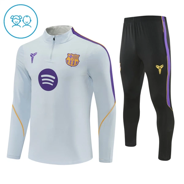 Barcelona Kvart-Zip Trenings Collegegenser Barn 2026-27 Hvit Barcelona Kvart-Zip Trenings Collegegenser Barn 2026-27 Hvit
