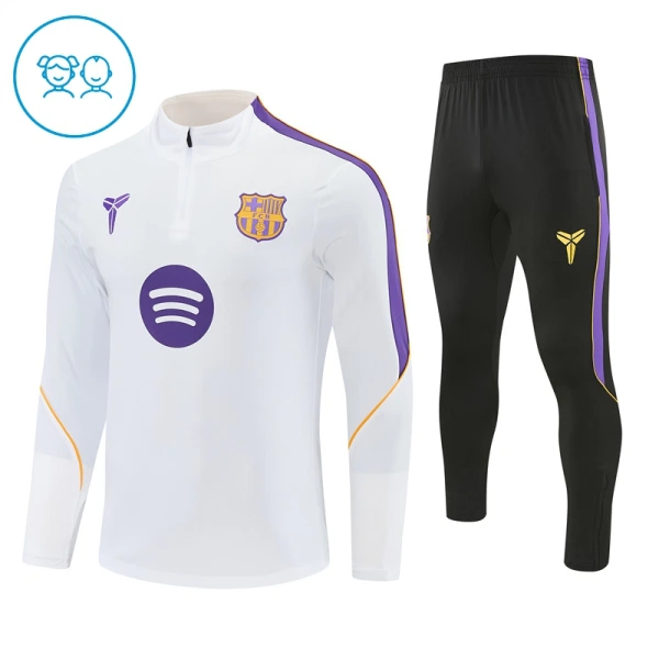Barcelona Kvart-Zip Trenings Collegegenser Barn 2026-27 Hvit Barcelona Kvart-Zip Trenings Collegegenser Barn 2026-27 Hvit