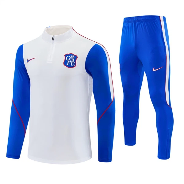 Chelsea Kvart-Zip Trenings Collegegenser Herre 2026-27 Hvit Chelsea Kvart-Zip Trenings Collegegenser Herre 2026-27 Hvit