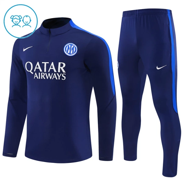 Inter Milan Kvart-Zip Trenings Collegegenser Barn 2026-27 Blå Inter Milan Kvart-Zip Trenings Collegegenser Barn 2026-27 Blå