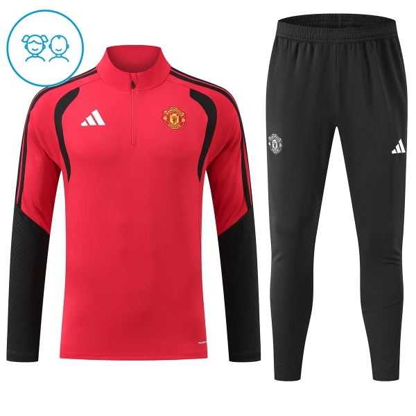 Manchester United Kvart-Zip Trenings Collegegenser Barn 2026-27 Rød Manchester United Kvart-Zip Trenings Collegegenser Barn 2026-27 Rød