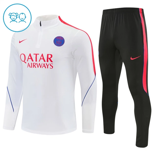 Paris Saint-Germain Kvart-Zip Trenings Collegegenser Barn 2026-27 Hvit Paris Saint-Germain Kvart-Zip Trenings Collegegenser Barn 2026-27 Hvit