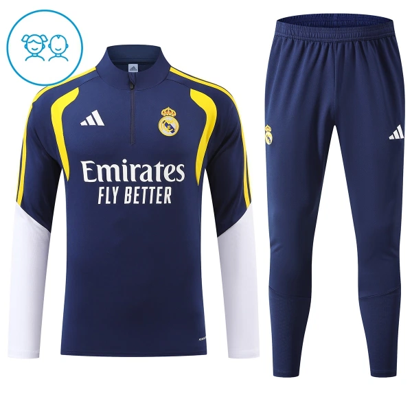 Real Madrid Kvart-Zip Trenings Collegegenser Barn 2026-27 Blå Real Madrid Kvart-Zip Trenings Collegegenser Barn 2026-27 Blå